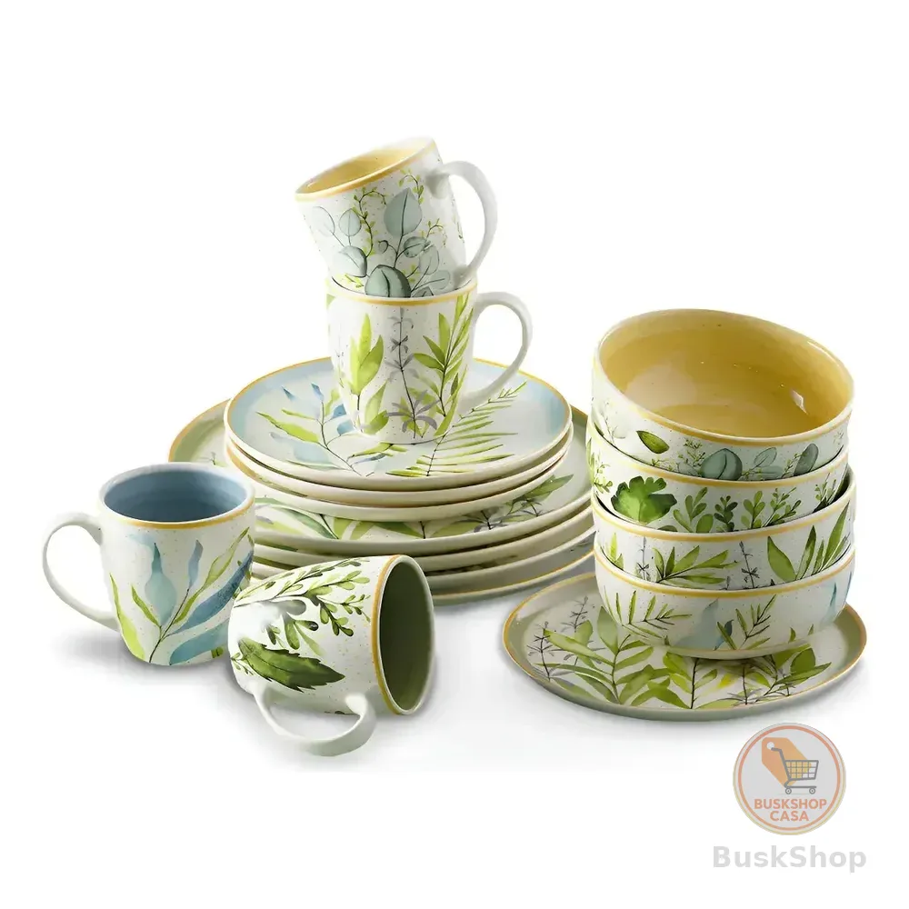 Aparelho De Jantar Siena Conjunto 16 Peças Cerâmica - Dolce  Verde