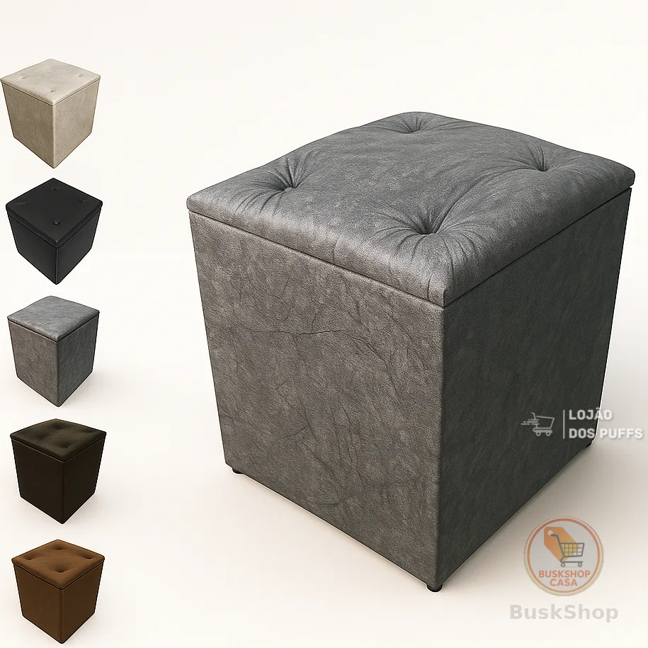 PUFF BAU SUEDE PORTA OBJETOS BRINQUEDO SAPATOS ROUPAS DECORAÇÃO CASA QUARTO PENTEADEIRA PUF PROMOÇÃO