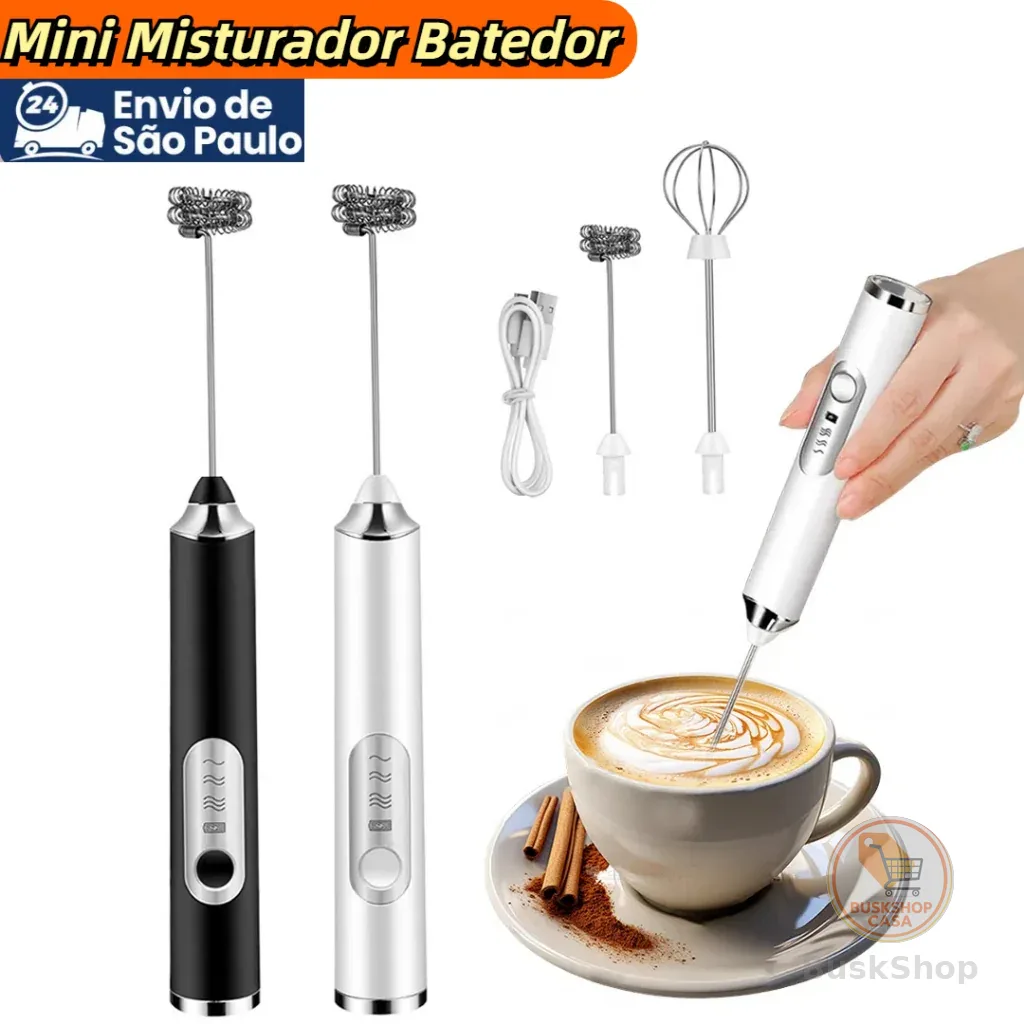 Batedor Misturador Mixer Elétrico para Bebidas Leite Café Clara de Ovos 2 em 1 Utensílios de Cozinha