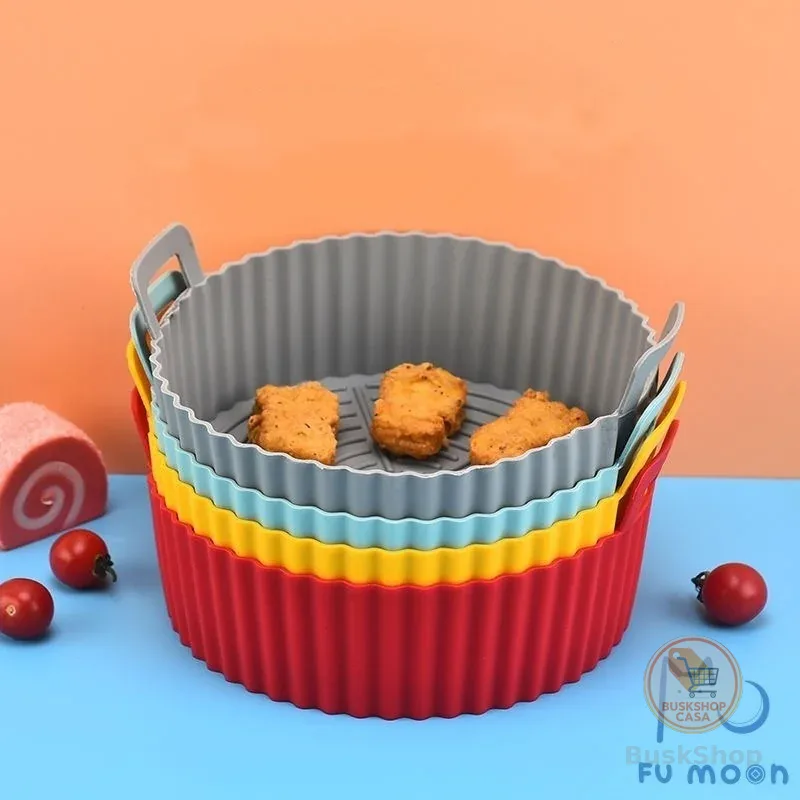 Forma De Silicone Para Air Fryer Forno Microondas Fritadeira Assadeira – Reutilizável Antiaderente Flexível