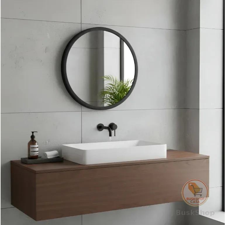 Espelho Redondo 60cm Parede Decorativo | Moldura em Alumínio Premium | Imagem Nítida Sem Distorção