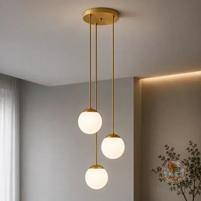 Pendente Lampada Led Triplo Globo Vidro Bola Moon Jabuticaba
