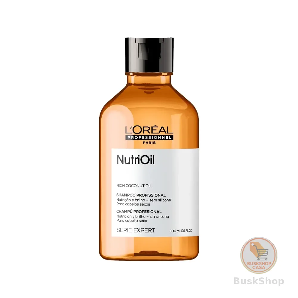 L'Oréal Professionnel NutriOil Shampoo de Nutrição Intensa com Óleo de Coco – Para Cabelos Secos, Limpeza Suave e Maciez, 300 ml