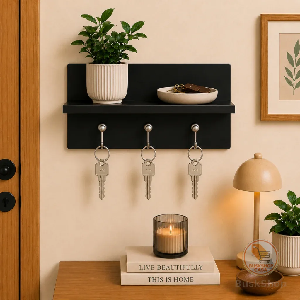 Porta Chaves de Parede com Prateleira 100% MDF – Organizador Funcional e Decorativo