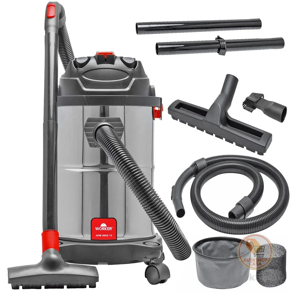 Aspirador Veicular Profissional Inox de Pó e Água Portátil 15L 1400W Worker