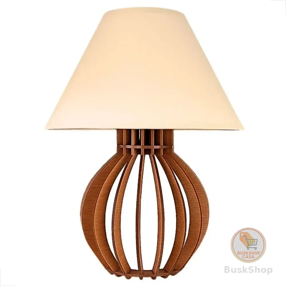 Abajur Clássico Cabeceira Criado Mudo Quarto Madeira Cores Marrom Bege Bivolt (110v/220v)