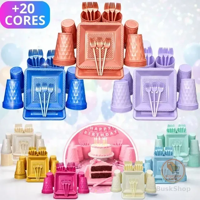 Kit Aniversário Descartável Luxo Completo Premium 40 Pessoas