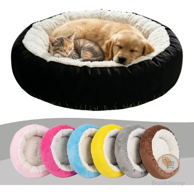 Caminha Pet Redonda Sherpa Peludinha Cães E Gatos Cama Luxo