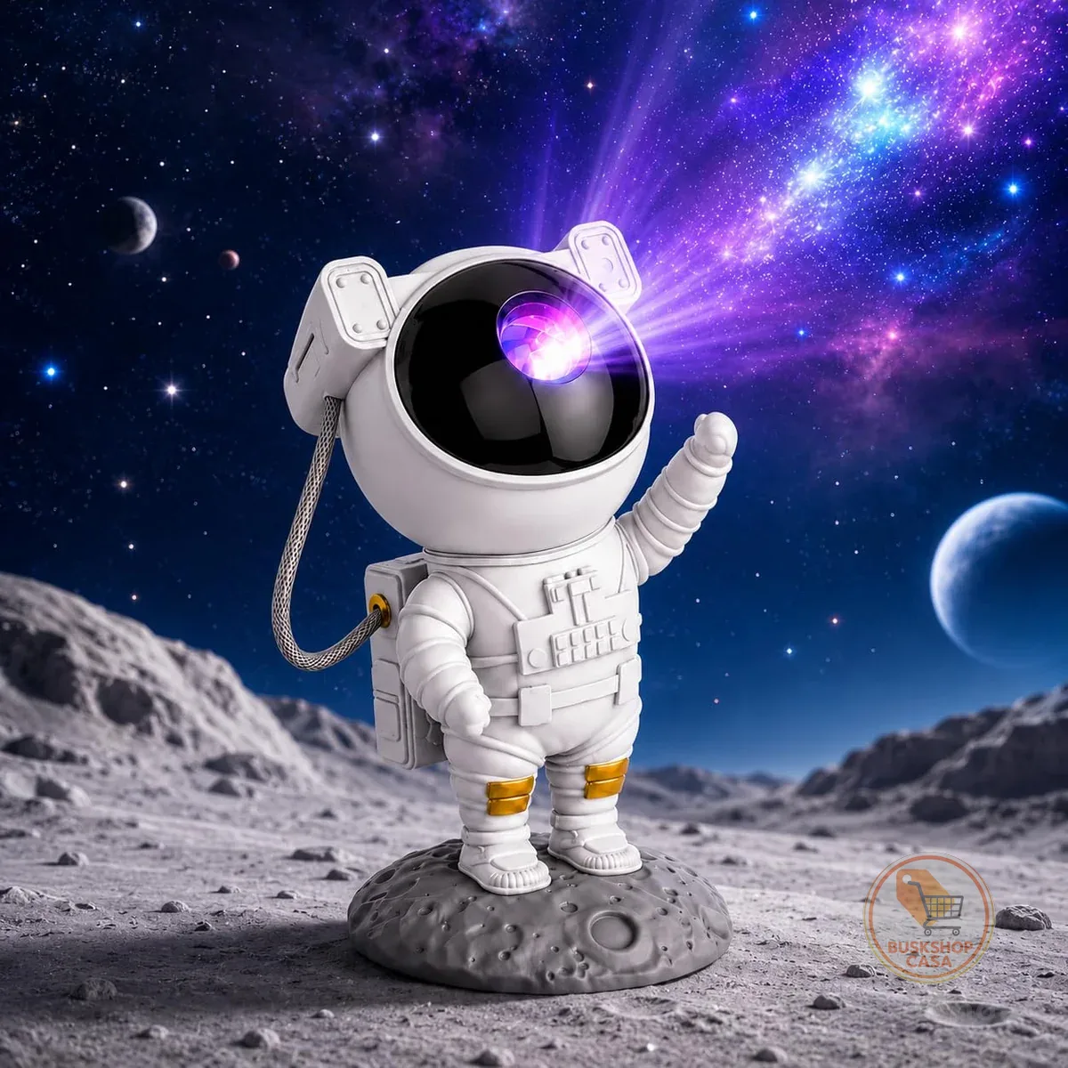 Projetor Astronauta Galáxia Premium, Luz Noturna Infantil Estrelas Verdes 7 Efeitos Nebulosa, Controle Remoto, Timer Quarto Decoração Criativa Relaxante Presente Adulto Criança - Astronauta Projetor
