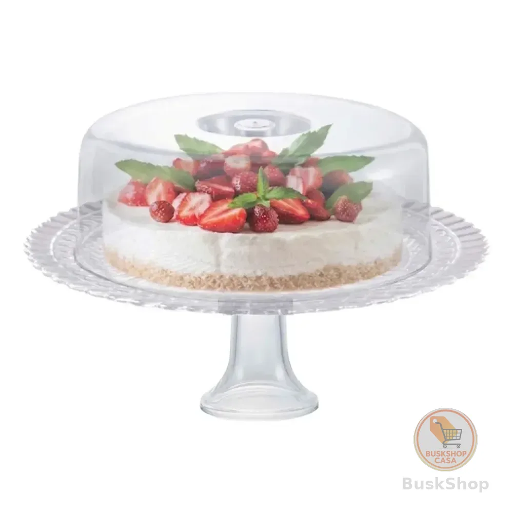 Prato / Boleira Gourmet Ruvolo Vidro + Tampa Plástica 32cm
