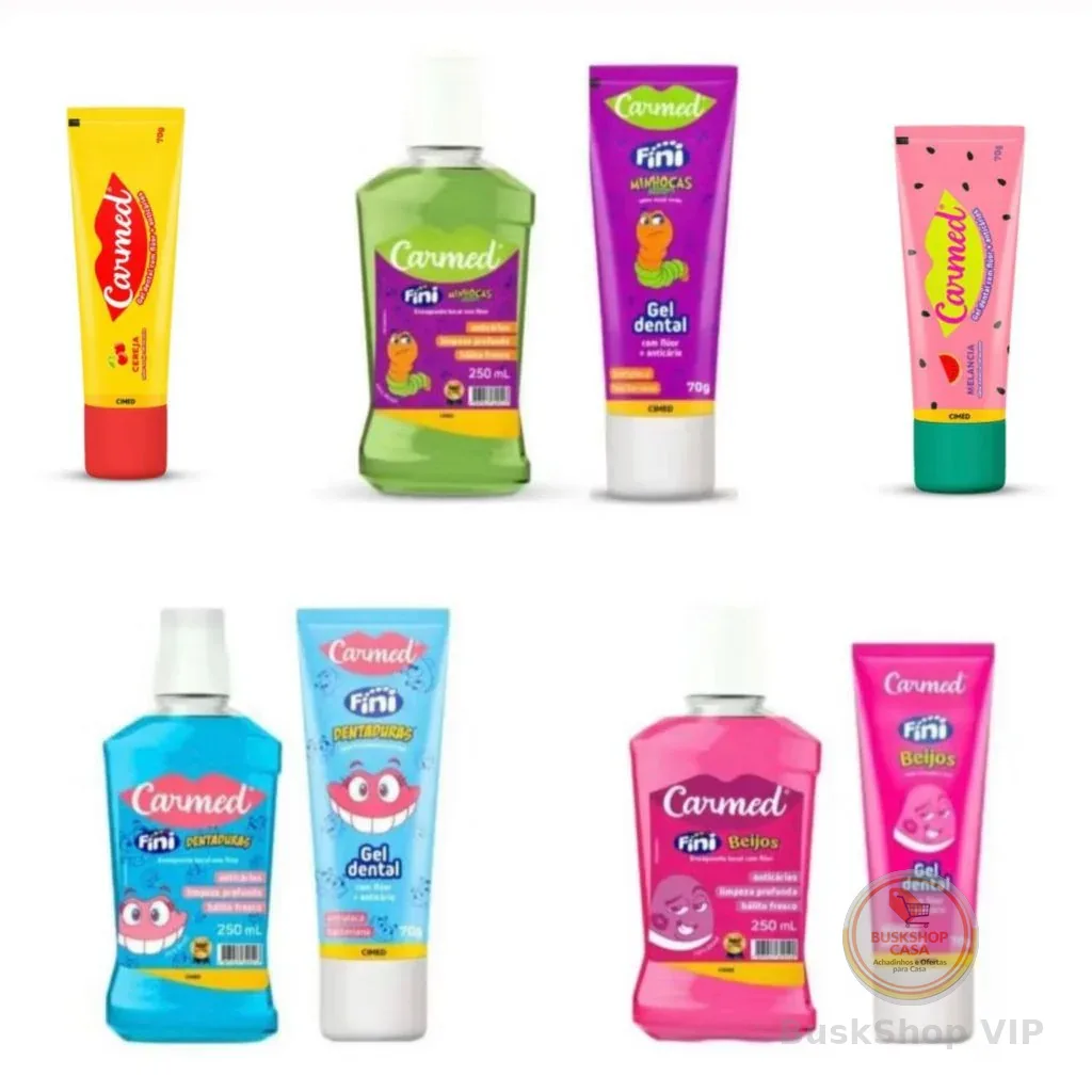 Enxaguante Bucal ou Gel Dental Carmed Fini Sabores 1 ou 2 Unidades