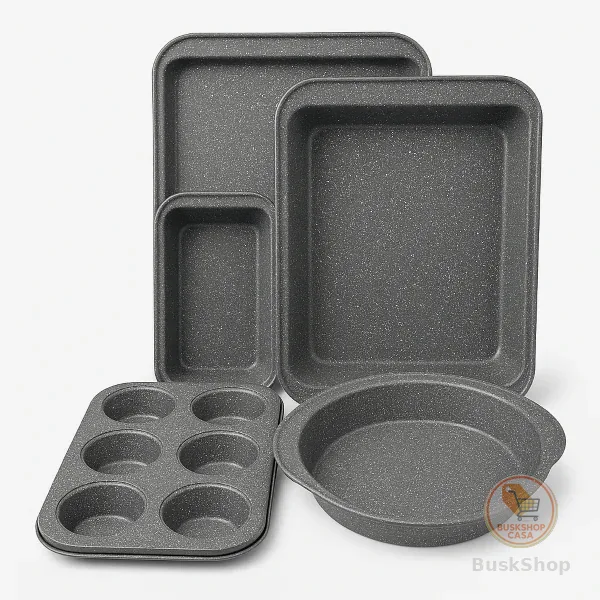 Conjunto de Assadeiras Oster 5 Peças Aço Carbono Antiaderente Premium Muffin, Bolo, Pão e Assados
