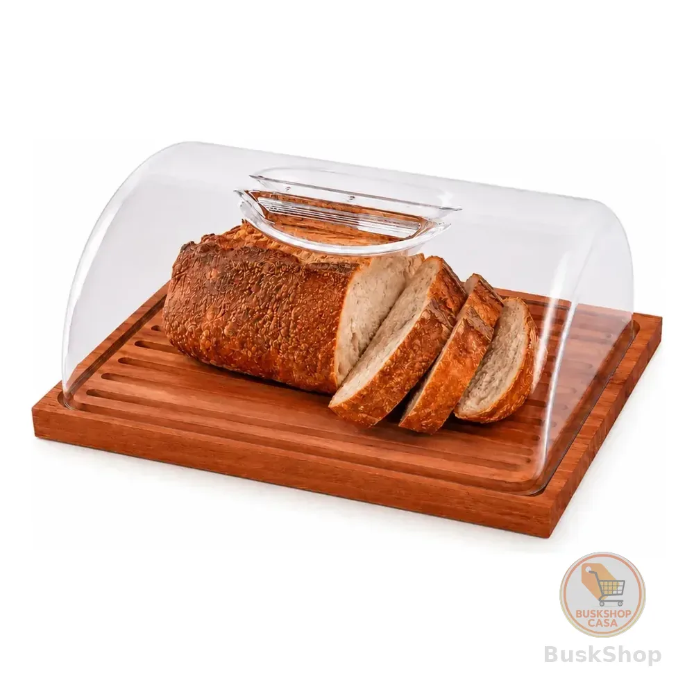 Porta Pão Migalheira Com Tampa Transparente Madeira Premium Essence Marrom