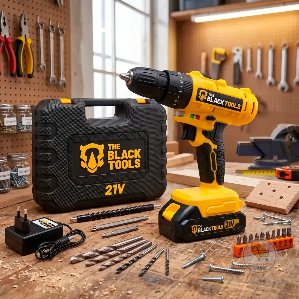 Parafusadeira Furadeira 21v 2 Baterias Profissional Bivolt Amarelo 127/220v 50/60hz