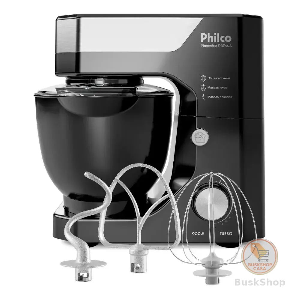 Batedeira Planetária Philco 900w 5l Preta 12 Velocidades Turbo Pbp90a Preto 220v 60