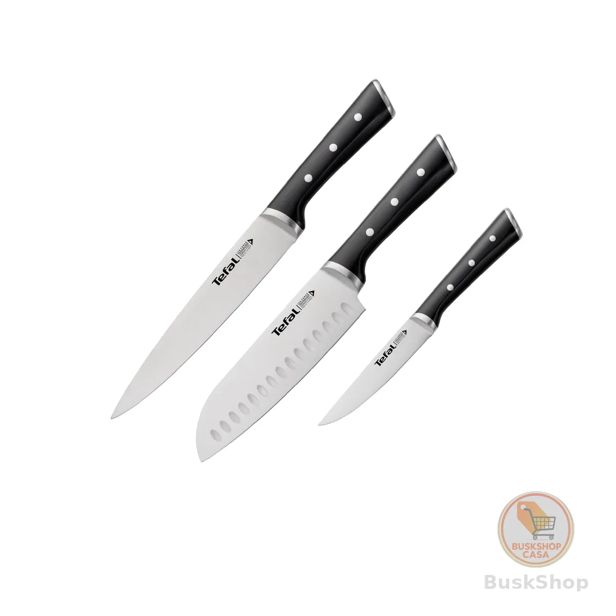 Kit de Facas 3 Peças Ice Force: Carne de 20cm, Santoku 18cm, Universal de 11 cm - Feita de Aço Inox Alemão, Cabo Ergonômico e Perfeita para todos os usos na cozinha