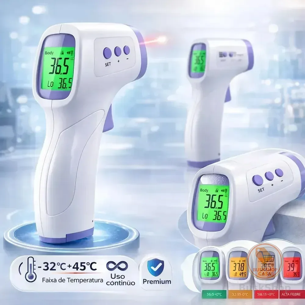 Termômetro Infravermelho Sem Contato Digital Medição Rápida Alta Precisão Display Lcd Memória Alarme Sensor Davely