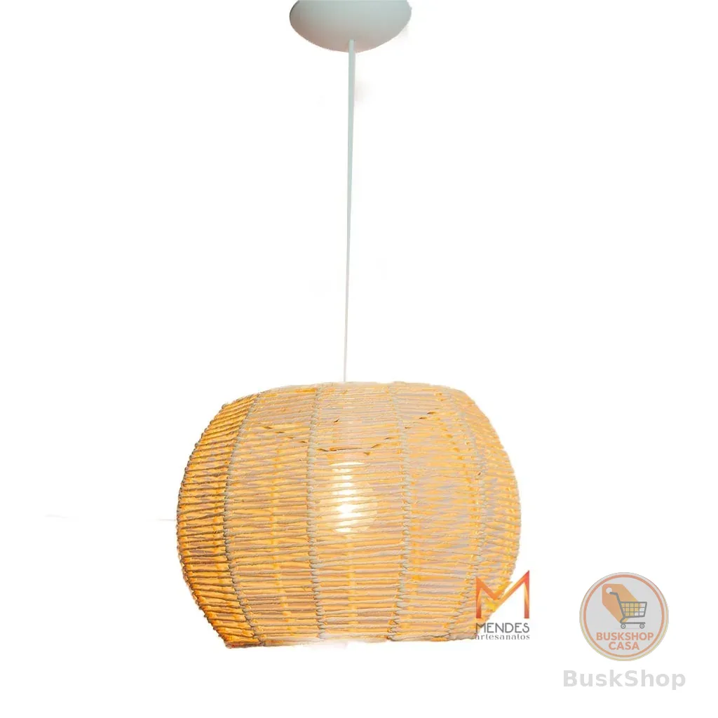 Luminária Lustre Pendente palha de milho C/ FIAÇAO 25X25