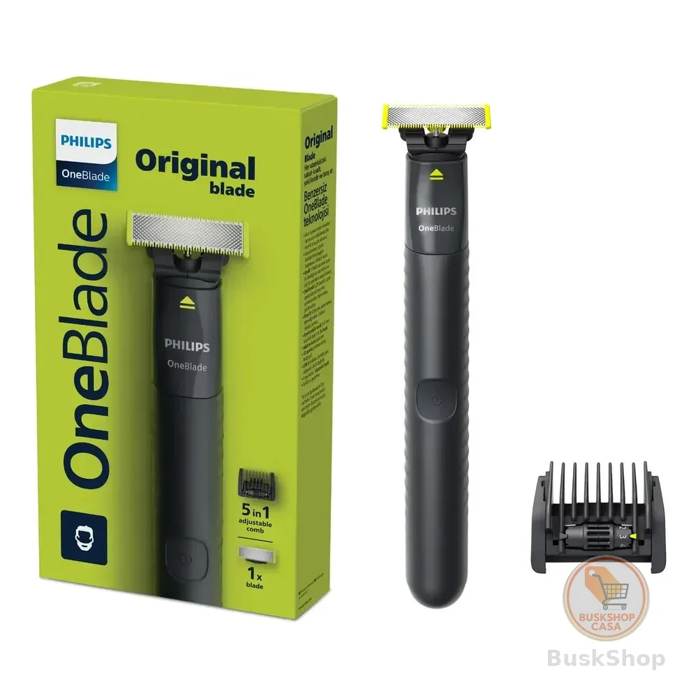 Barbeador E Aparador Elétrico Philips Oneblade Com Pente 5 Em 1, Sem Fio E À Prova D'água - Qp1425/10 Preto 5v