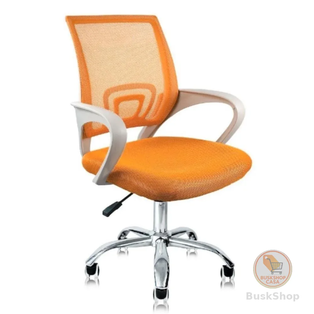 Cadeira de Escritório Secretária Base Cromada com Rodinha Fortt Lisboa Laranja - CSF02-LJ