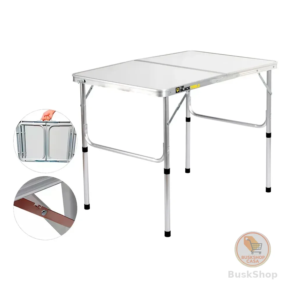 Mesa Dobrável Vira Maleta Camping Praia 90x60cm Cor Branco Branco