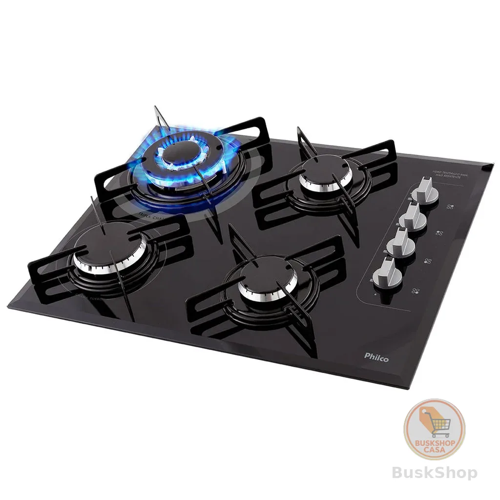 Cooktop a Gás Philco 4 Queimadores Superautomático PCT04TC Bivolt