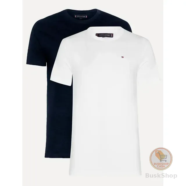 Kit Camisetas Tommy Hilfiger Essential Branca/marinho 2un