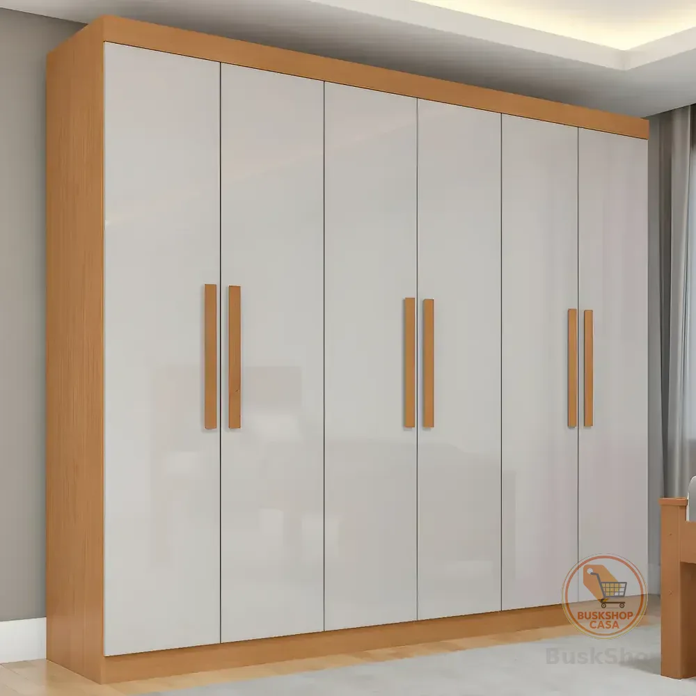 Guarda Roupa 06 Portas Easy Slim Amendoa Clean/off White
