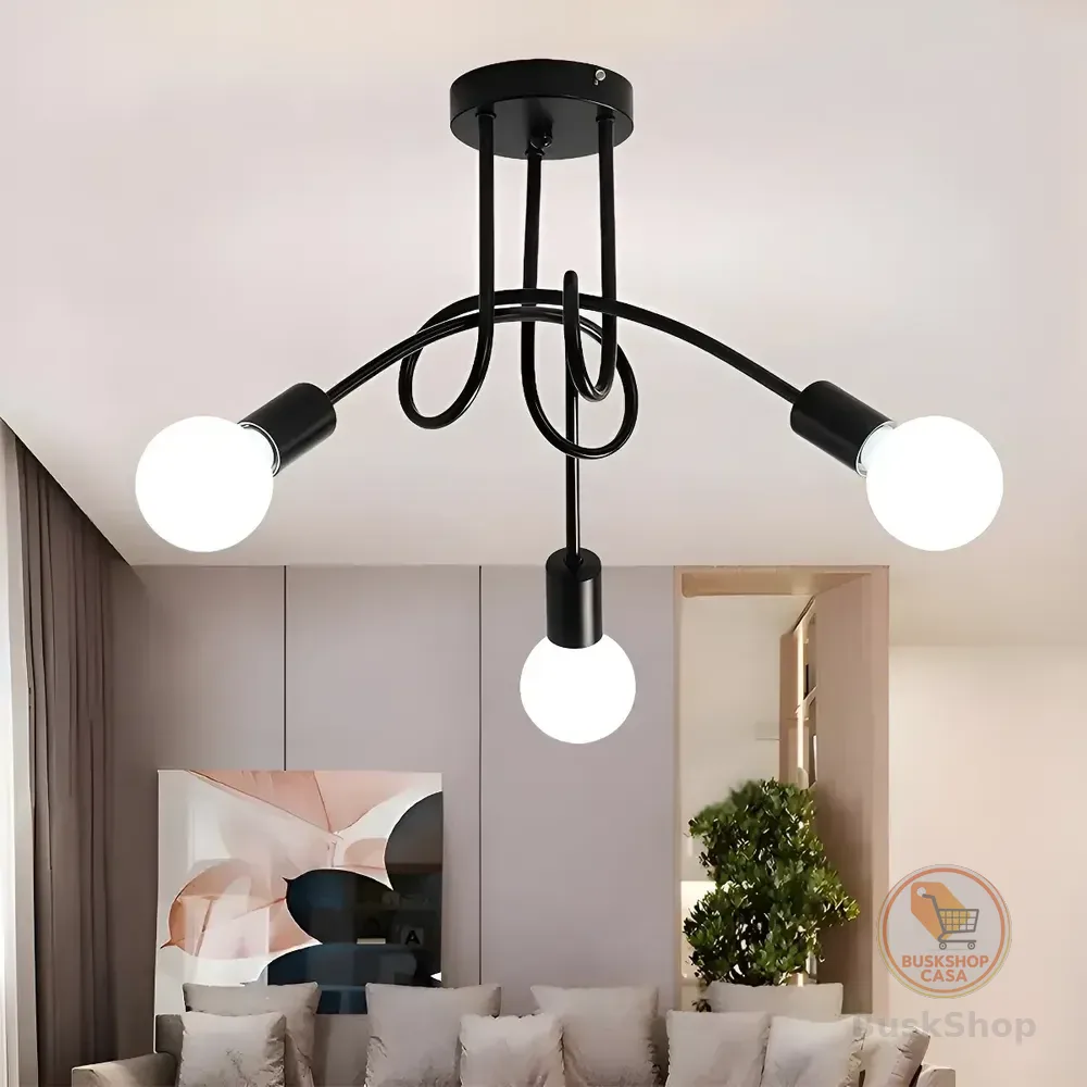 Luminária De Teto Lustre Moderno Sala De Jantar 3 Lâmpadas 127/220v Preto
