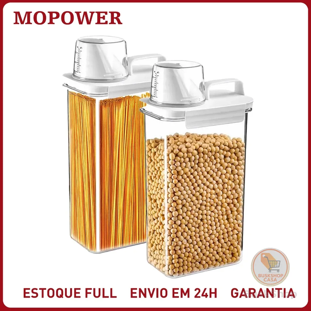 2.3L Airtight Food Organizer Jar with Measuring Cup and Double Silicone Seal for Kitchen Rice Grain Holder