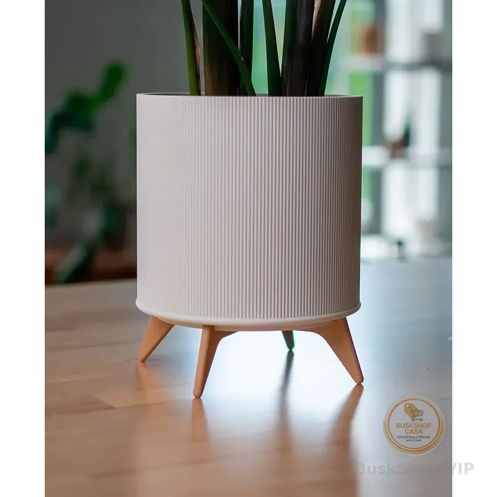 Vaso De Planta Decorativo Suspenso Jardim Sala Branco Listras