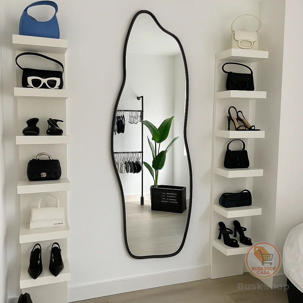 Espelho Orgânico Corpo Inteiro Grande 110x50cm Modelo Fogo Decorativo Para Sala Quarto
