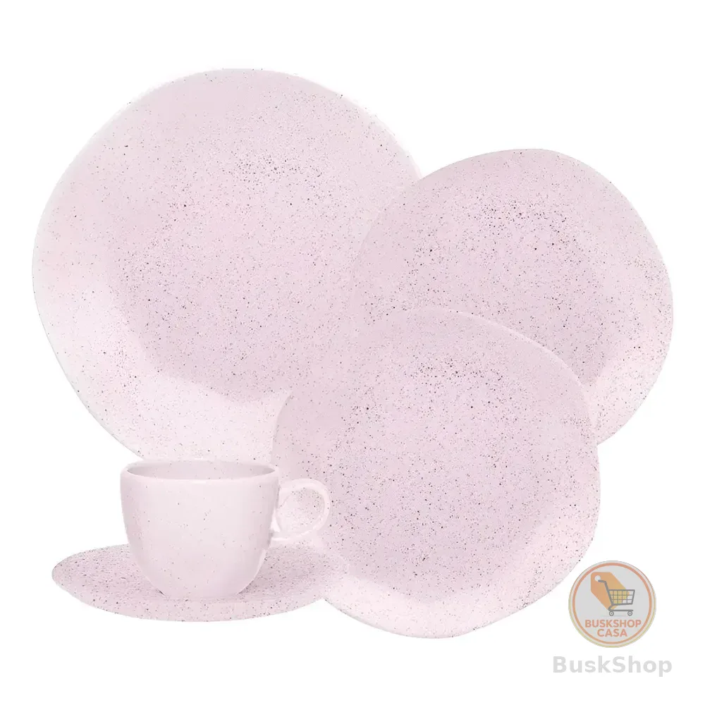 Aparelho De Jantar E Chá 20 Pçs Oxford Ryo Pink Sand Rosa