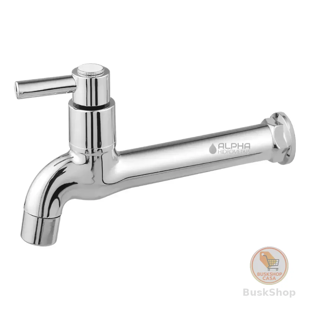 Torneira Tanque Jardim Cozinha Parede Abs 1058 C-72 ¼ Vol. º Acabamento Cromo Brilhante Cor Prateado Marca: Alpha Hidrometais Cromado Brilhante