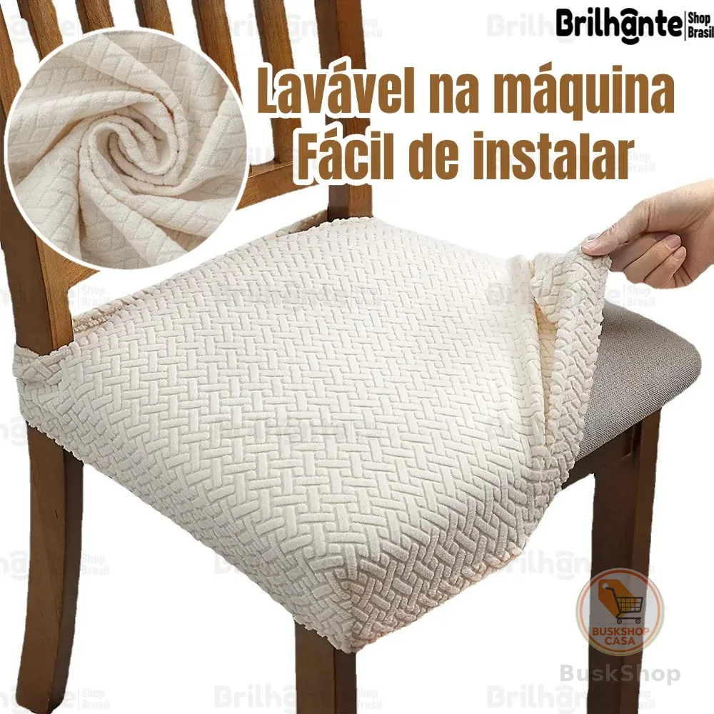 Capas Para Cadeiras Jantar Camurça Luxo 100% Impermeável Elástica Ajuste Contra Líquidos Manchas Estilo Moderno Elegante