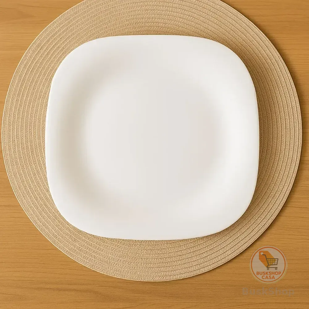 Jogo 6 Pratos Rasos Grande Vidro Branco Restaurante 28cm Branco Lisa