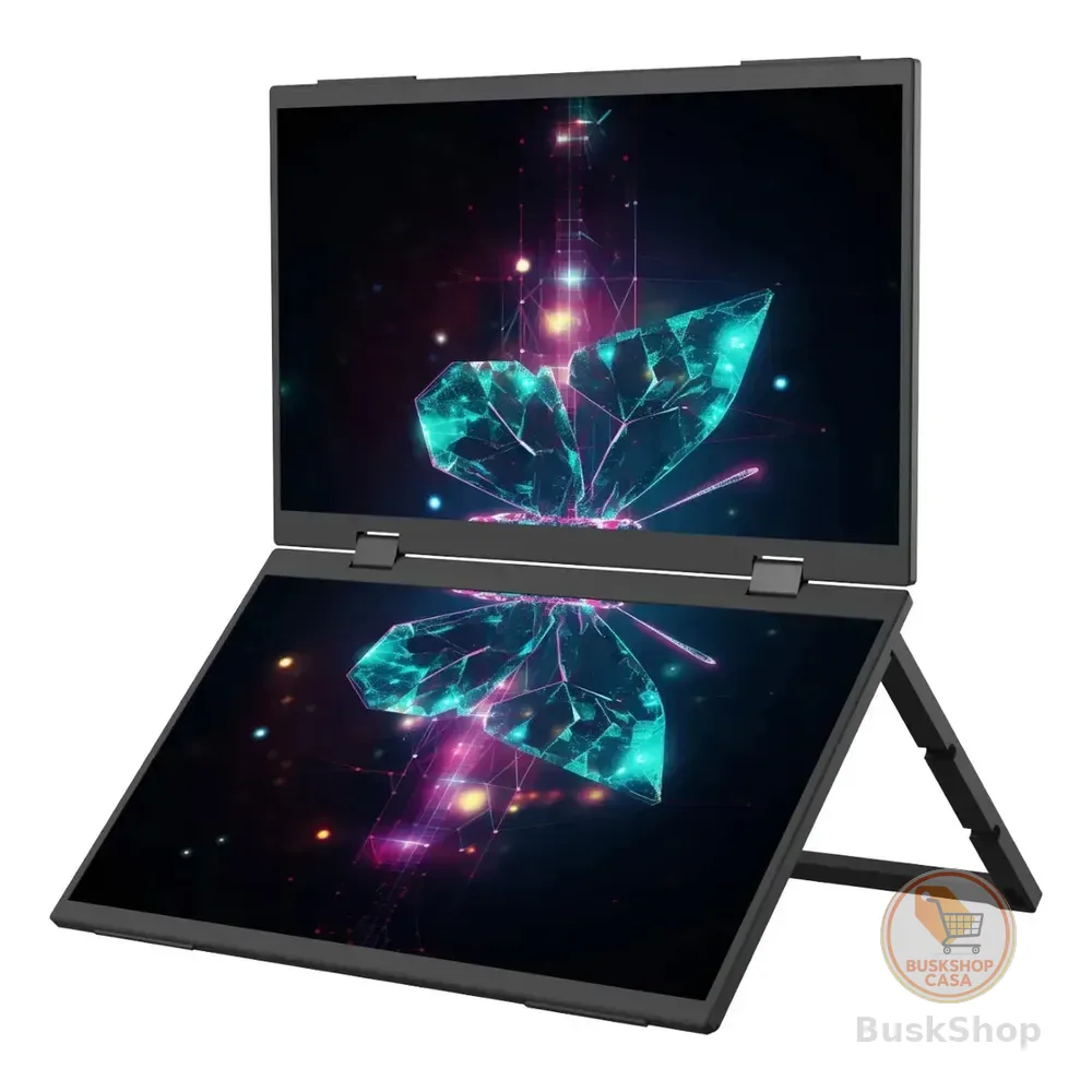 Monitor Portátil Duplo 15.6 Full Hdcom Bolsa Telas Dobráveis Preto 127/220v