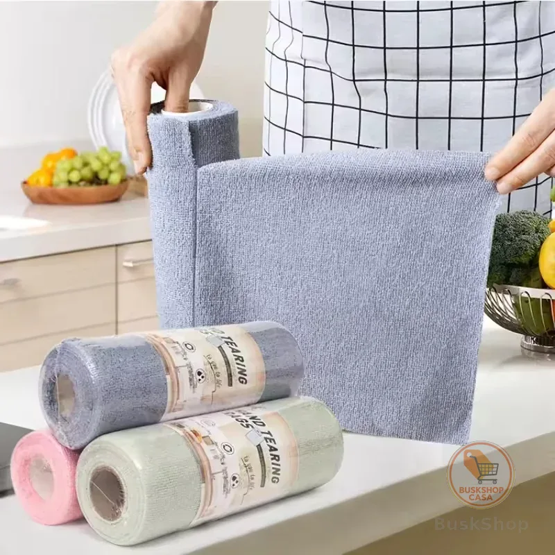 Rolo Pano De Microfibra 20 Peças Destacável Toalha Limpeza Reutilizável Lavar Louça Multiuso Utensílios Cozinha