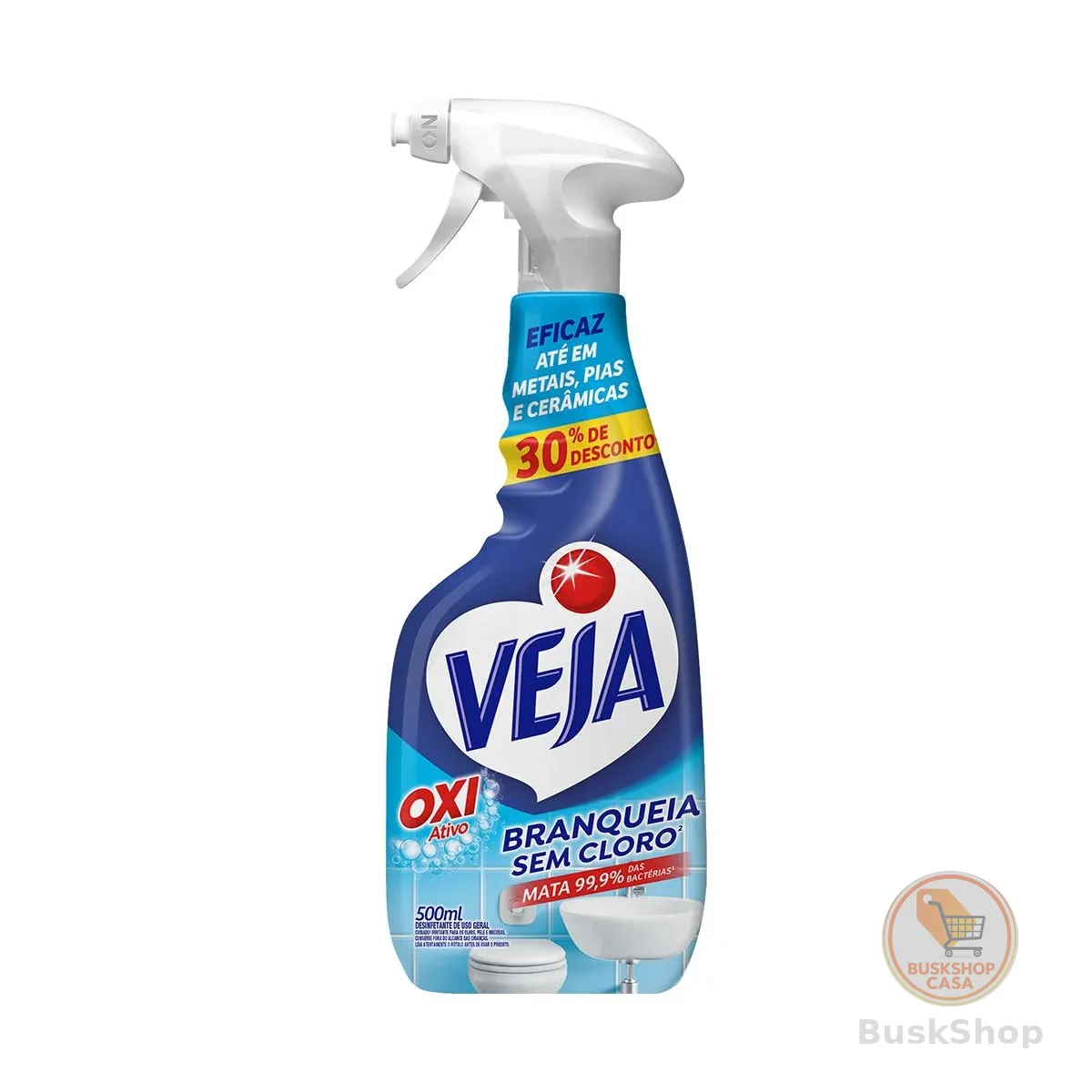 Limpador Spray Anti Bac Veja Banheiro Oxi 500ml Oferta, Veja, Transparente