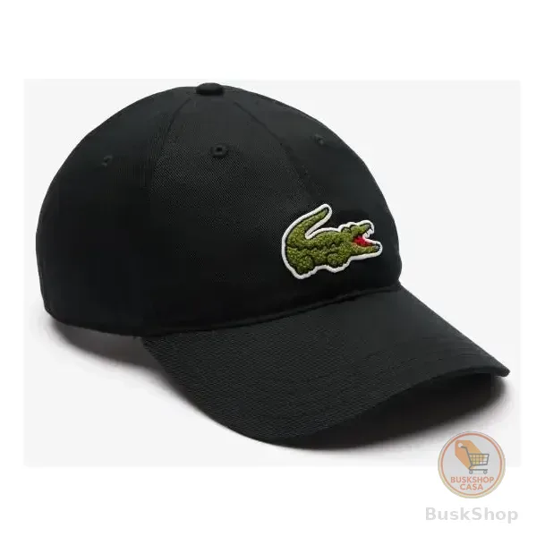 Boné Lacoste De Sarja Com Insígnia De Crocodilo. Cor Preto Tamanho Tu Liso