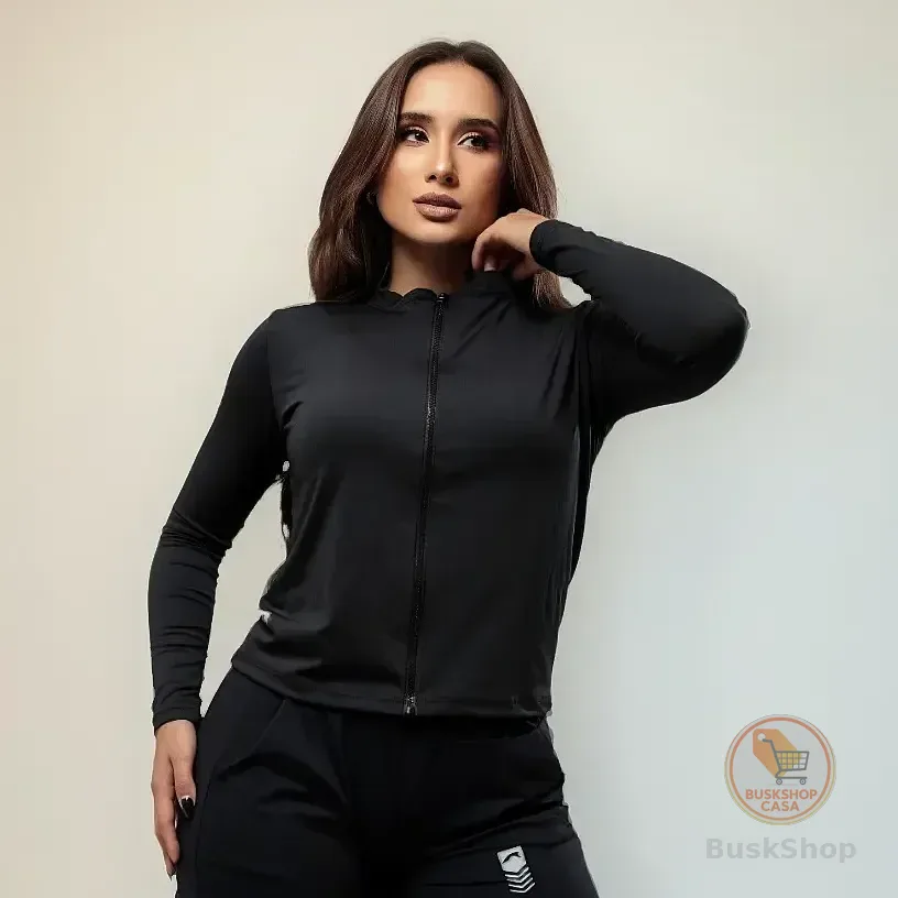 Jaqueta Alta Performance Leve Proteção Uv Treino Academia Preto Gg Liso