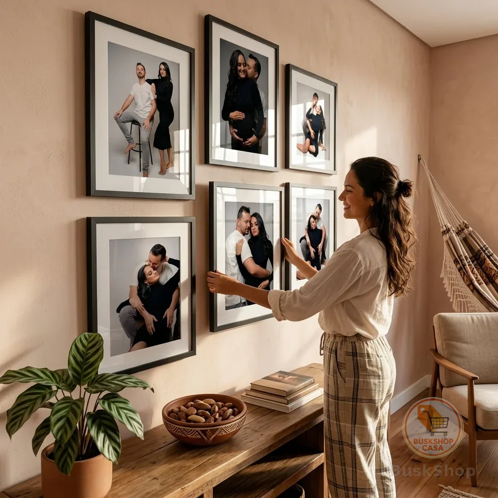 Kit 6 Quadros Porta Retrato Parede Decorativo Com Paspatur Foto 15x21 Medida 24x32