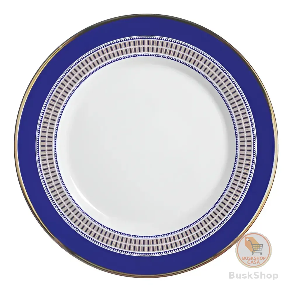 Conjunto De Pratos Sobremesa Acanthus Azul Alleanza Decorado