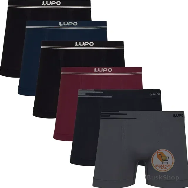 Kit 6 Cuecas Lupo Boxer Box Sem Costura Basic Microfibra