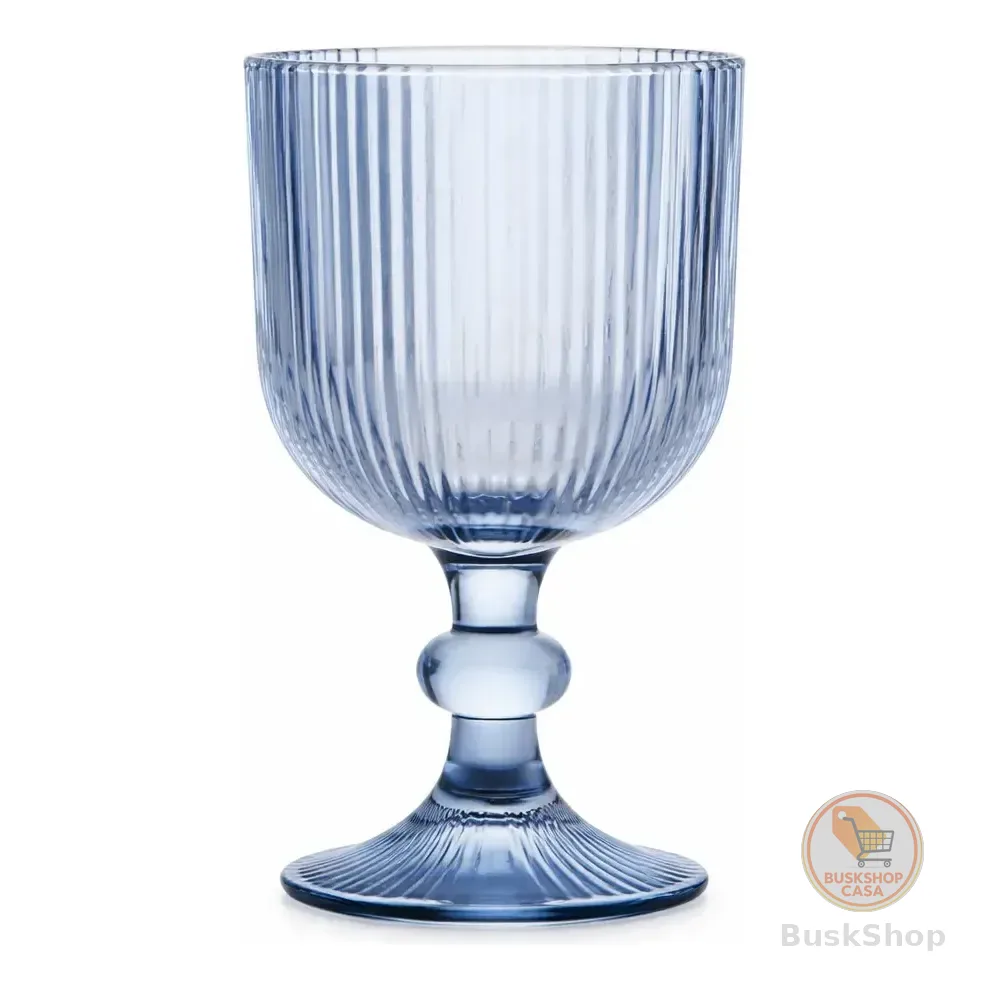Jogo 6 Taças Versalhes Azul 390ml Vinho Água Suco Drink Luxo Azul-claro