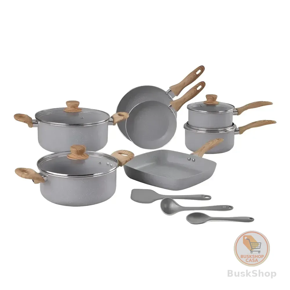 Jogo De Panelas Easy Gris Indução + Utensílios 10 Pçs Brinox Cinza
