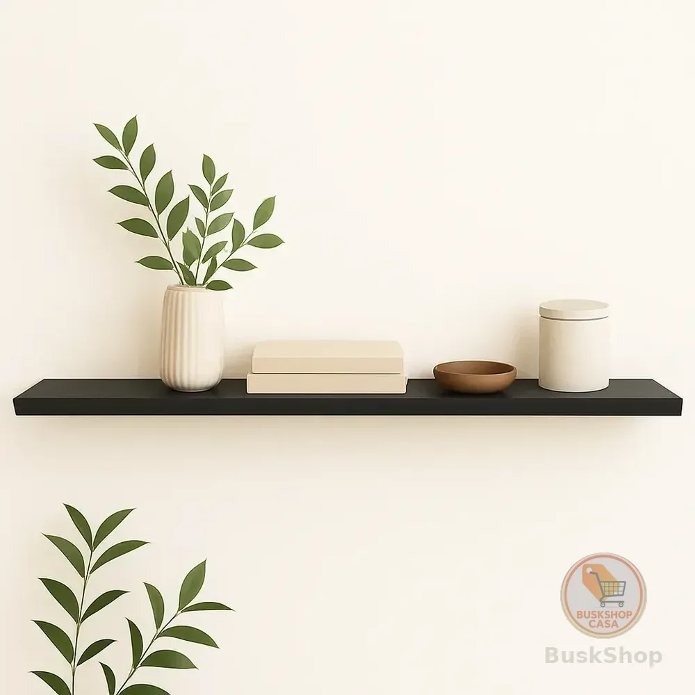 1 Prateleira Mdf 180x20 Preto Quarto Sala Suporte Invisivel Preto