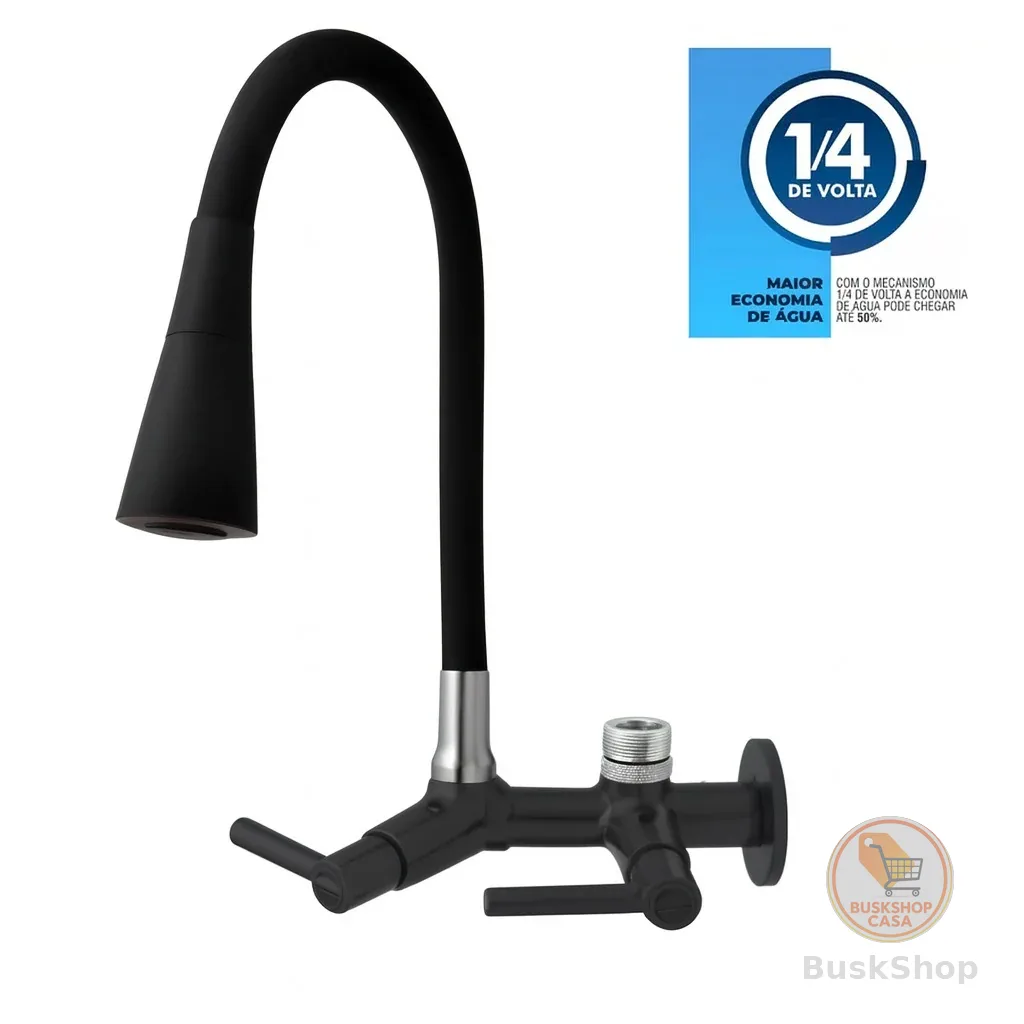 Torneira em Metal /abs Preta Cozinha parede Filtro Purificador 1/2"ou 3/4'' CORPO PRETO TPM