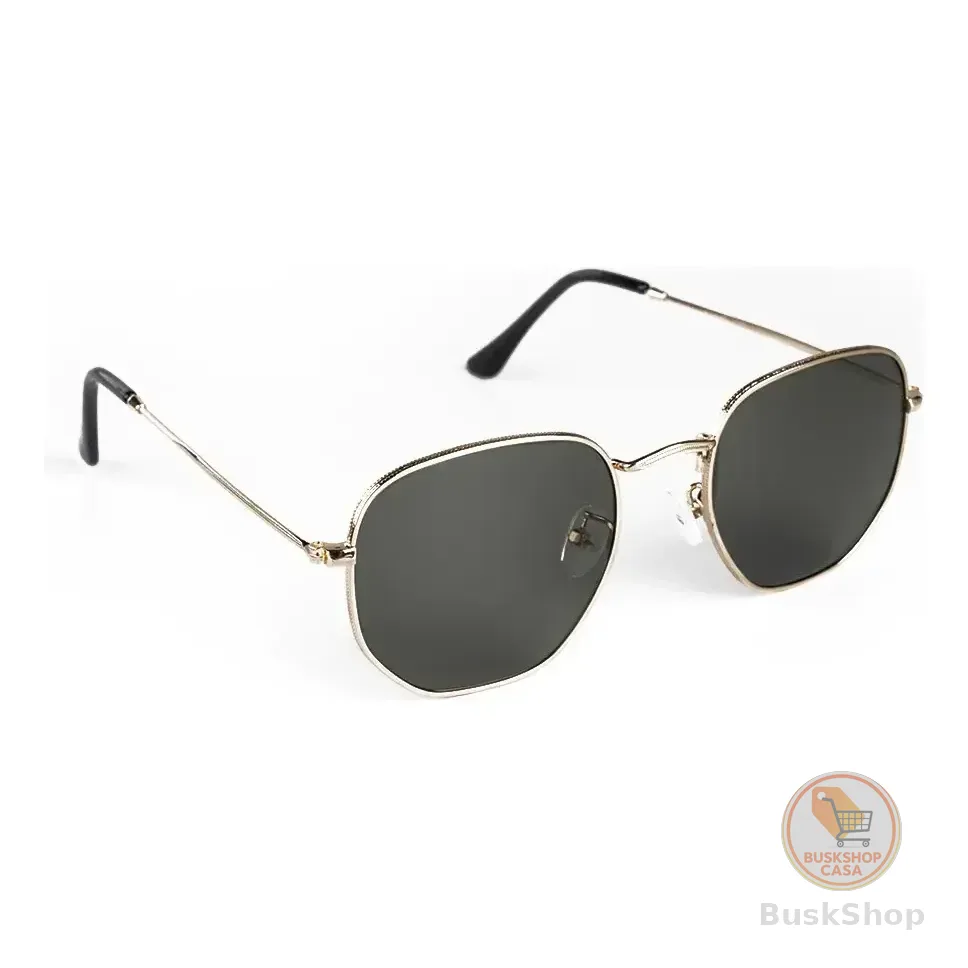 Óculos De Sol Saint Germain Dourado Harbor Aviador Uv400 Lente Preto Desenho Espelho