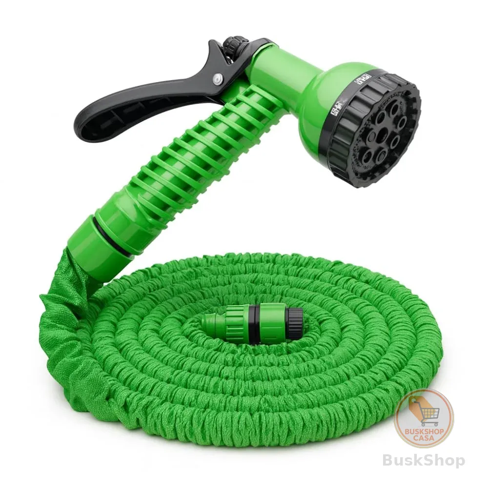Mangueira Mágica Extensível 5m até 15m com Esguicho 7 Funções | Retrátil, Conectores em Metal Resistente